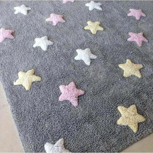 Детский ковер Lorena Canals Триколор Звезды Stars Tricolor (серо-розовый) 120*160