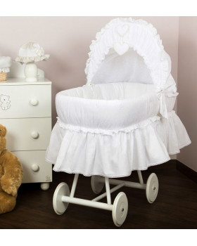 Плетеная колыбель Italbaby Amore с капюшоном (белые колеса) Плетеная колыбель Italbaby Amore с капюшоном (белые колеса)